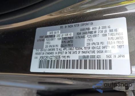 2016 Mazda Cx-5 Sport z USA, uszkodzony, nr VIN JM3KE2BYXG0716835